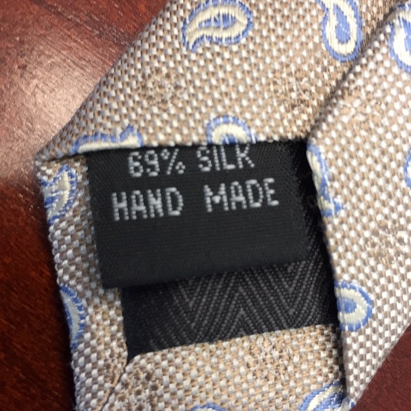 Bruno Pirttelli tan and blue tie. - Picture 2 of 3
